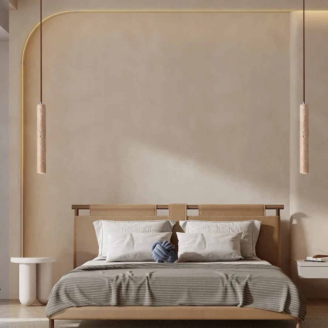 Minimalistische travertijn wabi-sabi stijl LED kroonluchter