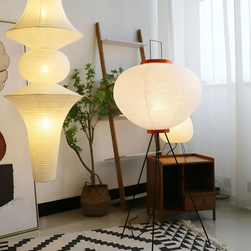 Wabi-Sabi staande LED lamp van rijstpapier