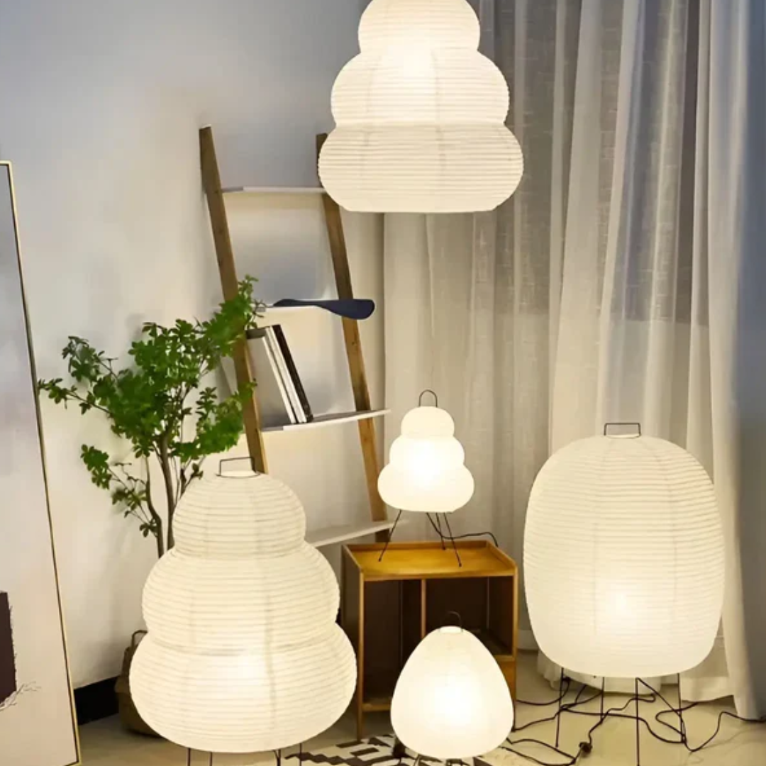 Wabi-Sabi staande LED lamp van rijstpapier