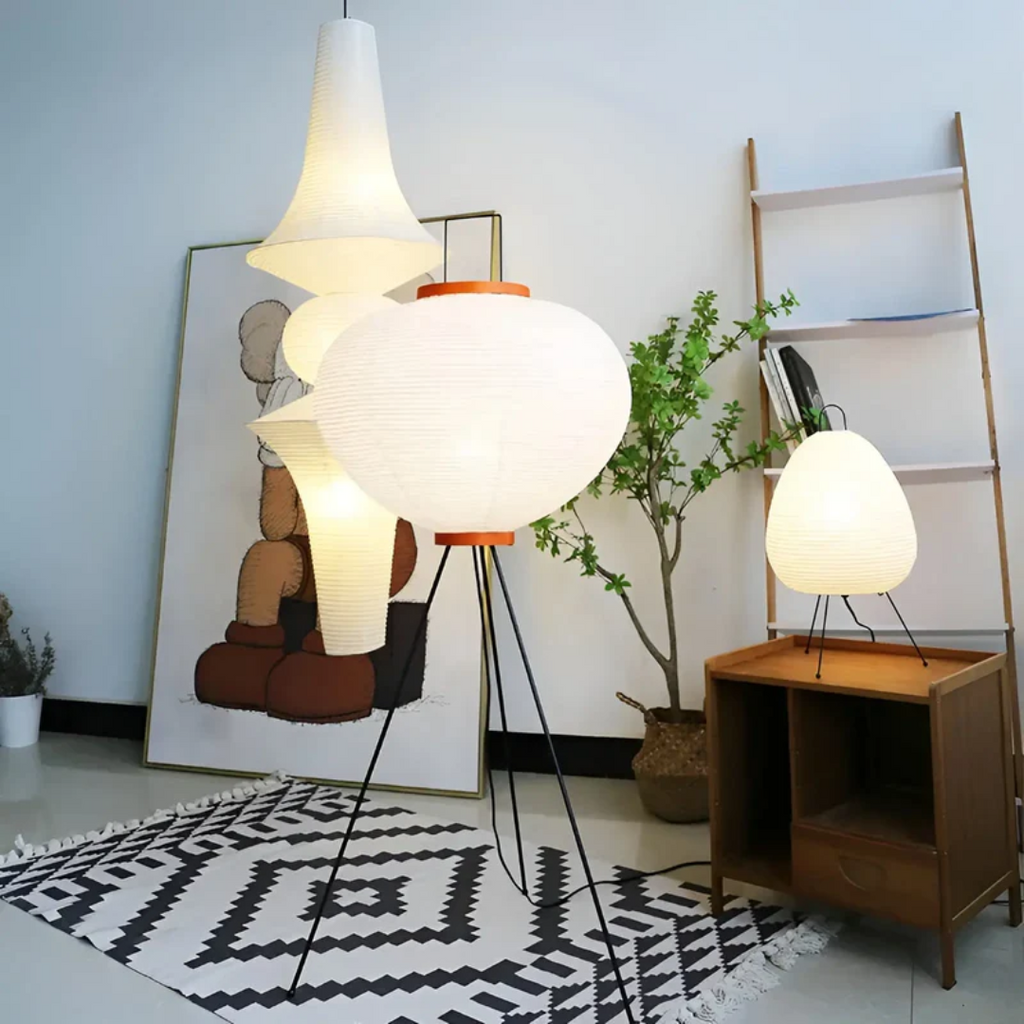 Wabi-Sabi staande LED lamp van rijstpapier