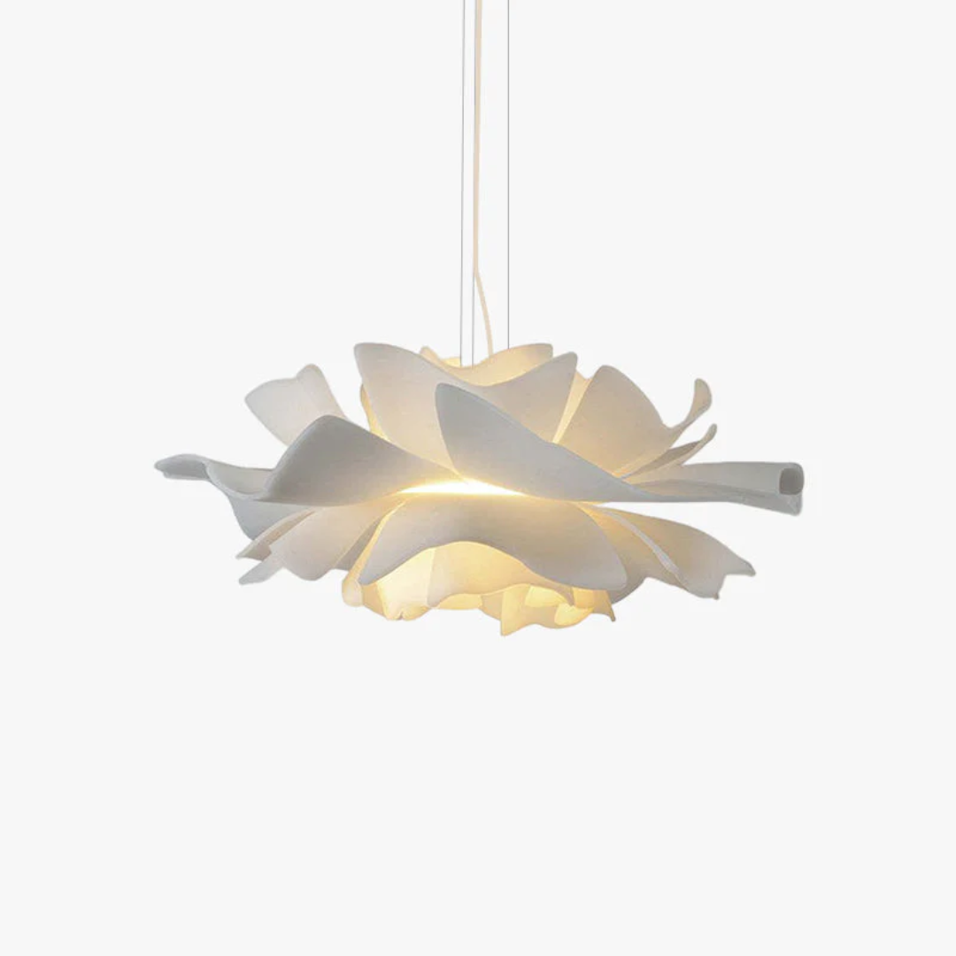 Design hanglamp bloem wit metaal