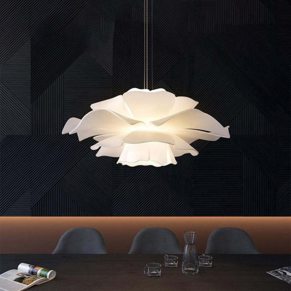 Design hanglamp bloem wit metaal
