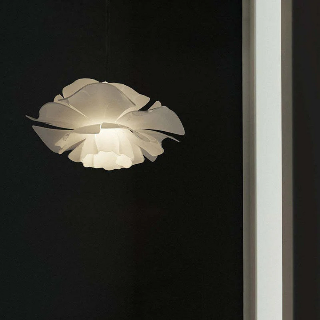 Design hanglamp bloem wit metaal