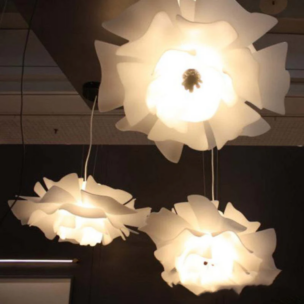 Design hanglamp bloem wit metaal
