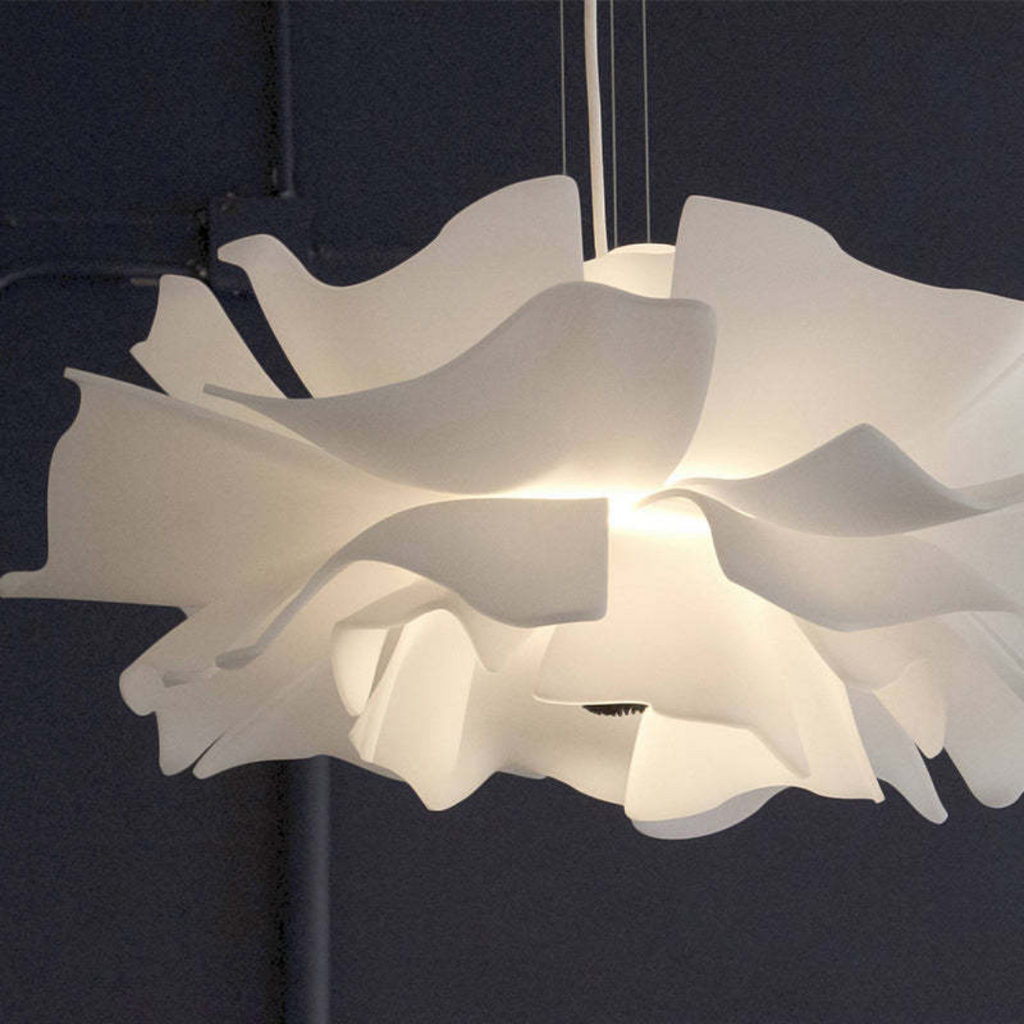 Design hanglamp bloem wit metaal