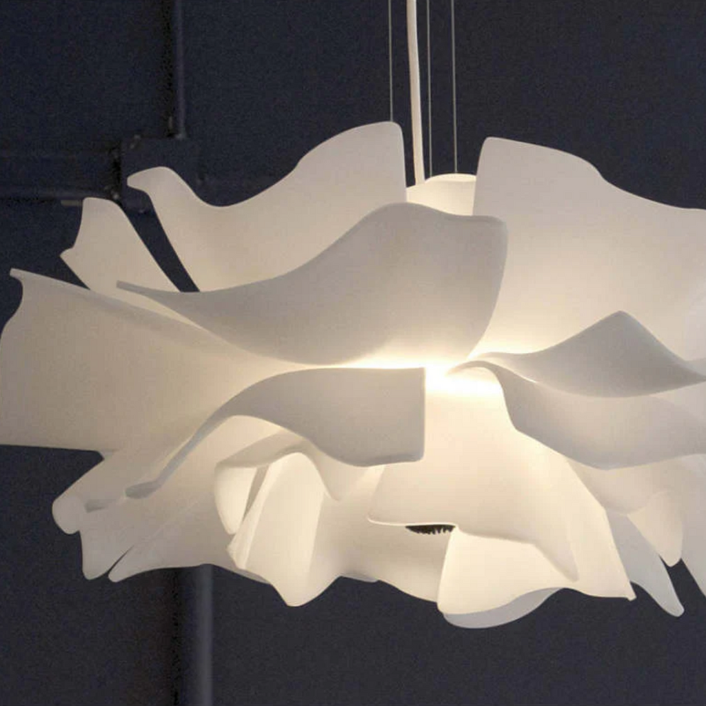 Design hanglamp bloem wit metaal