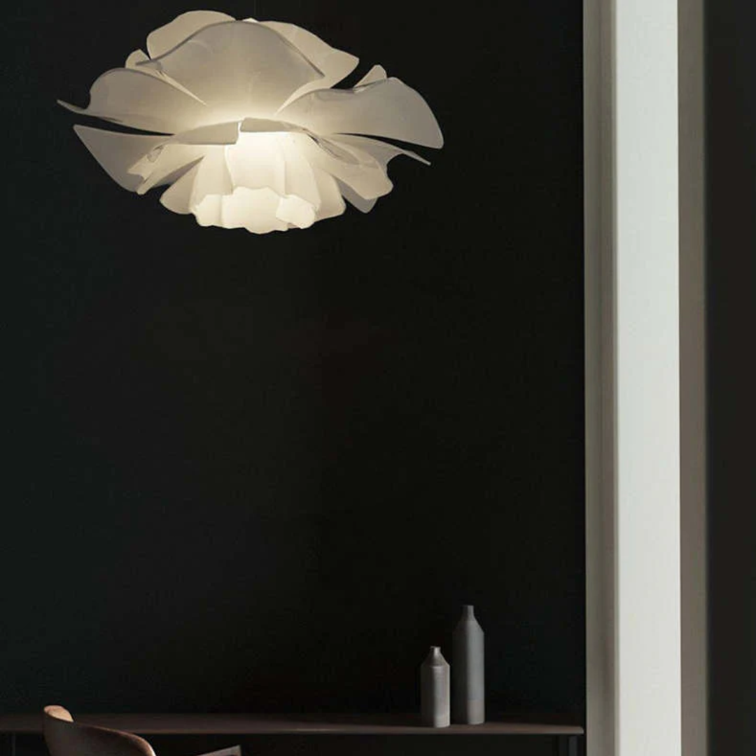 Design hanglamp bloem wit metaal