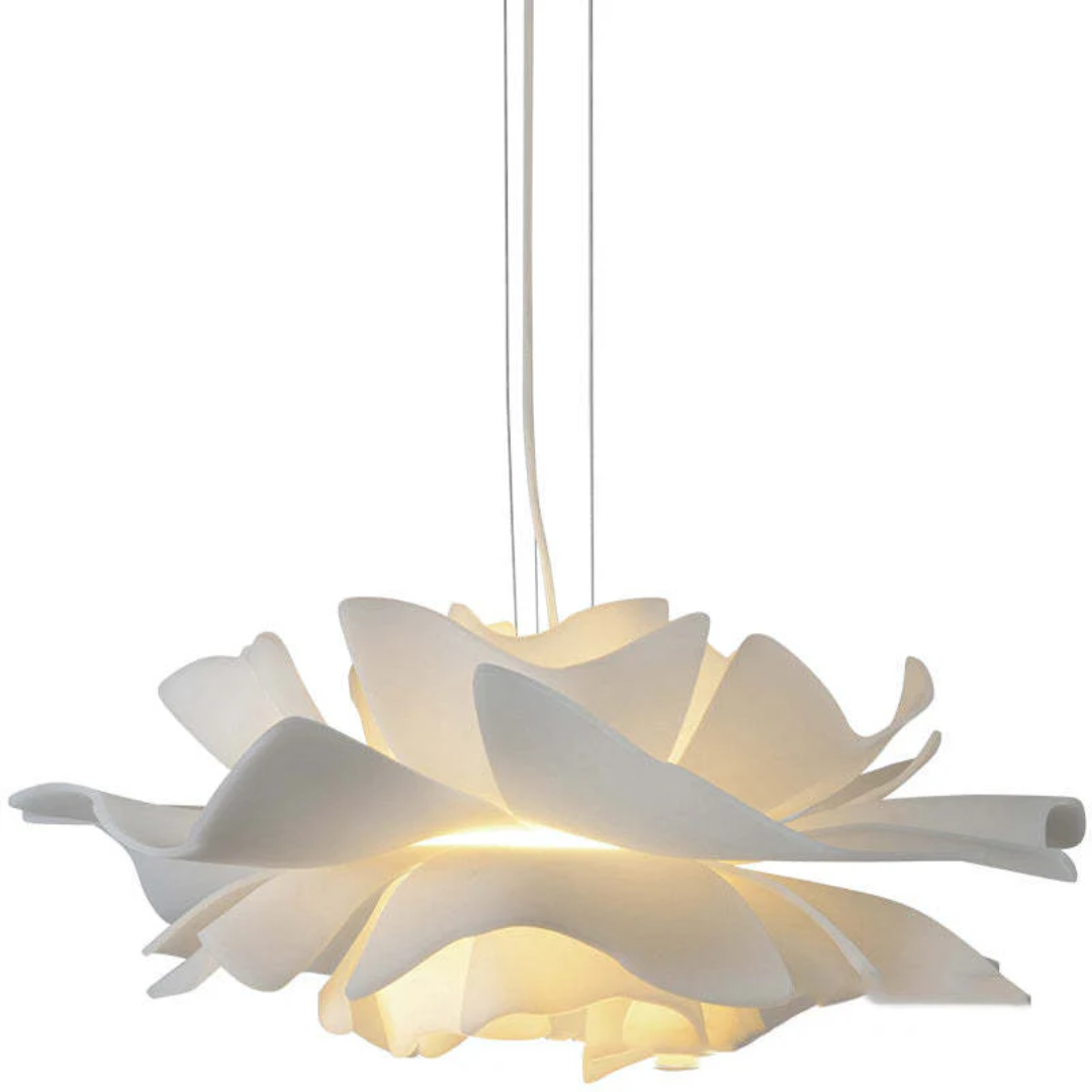 Design hanglamp bloem wit metaal
