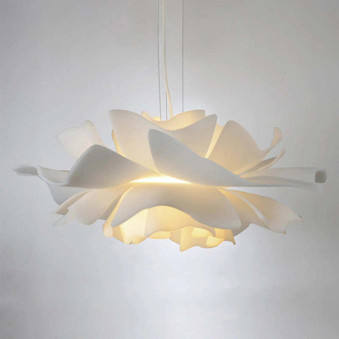 Design hanglamp bloem wit metaal
