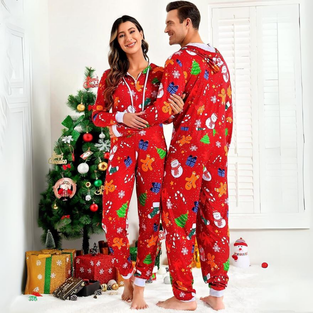 Koppel kerst matching onesie pyjama's