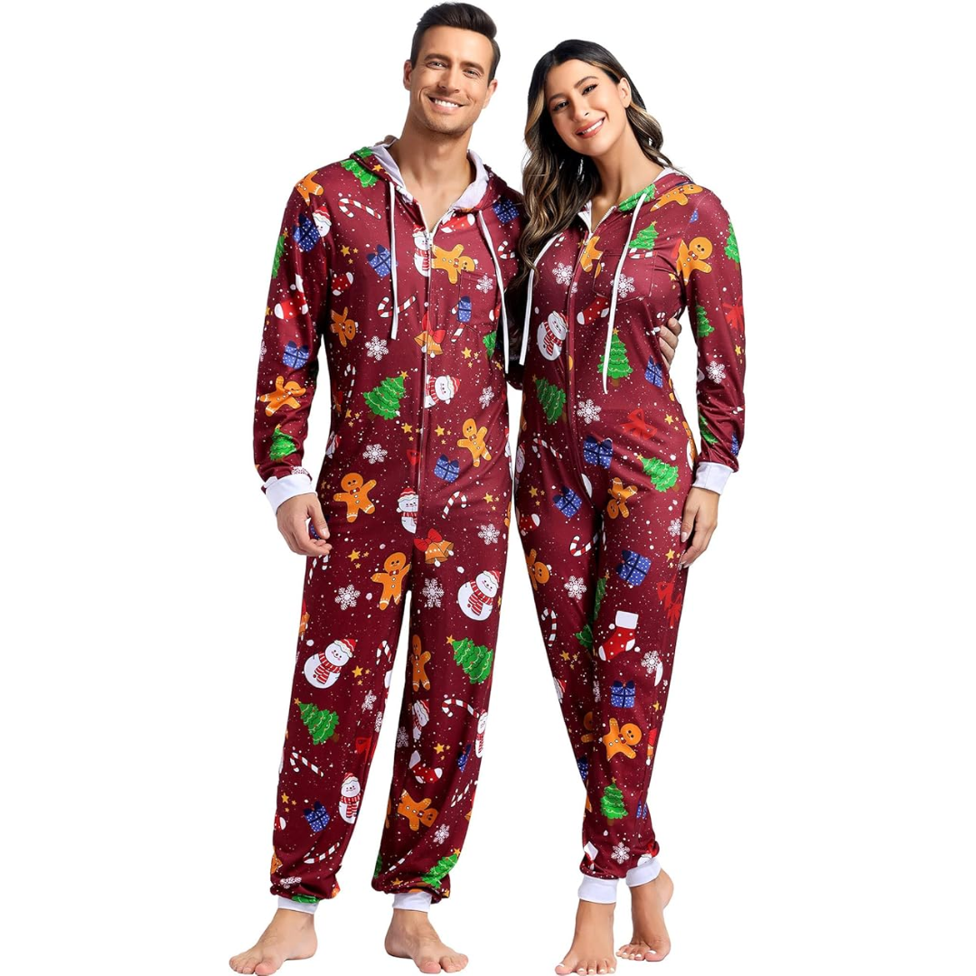 Koppel kerst matching onesie pyjama's