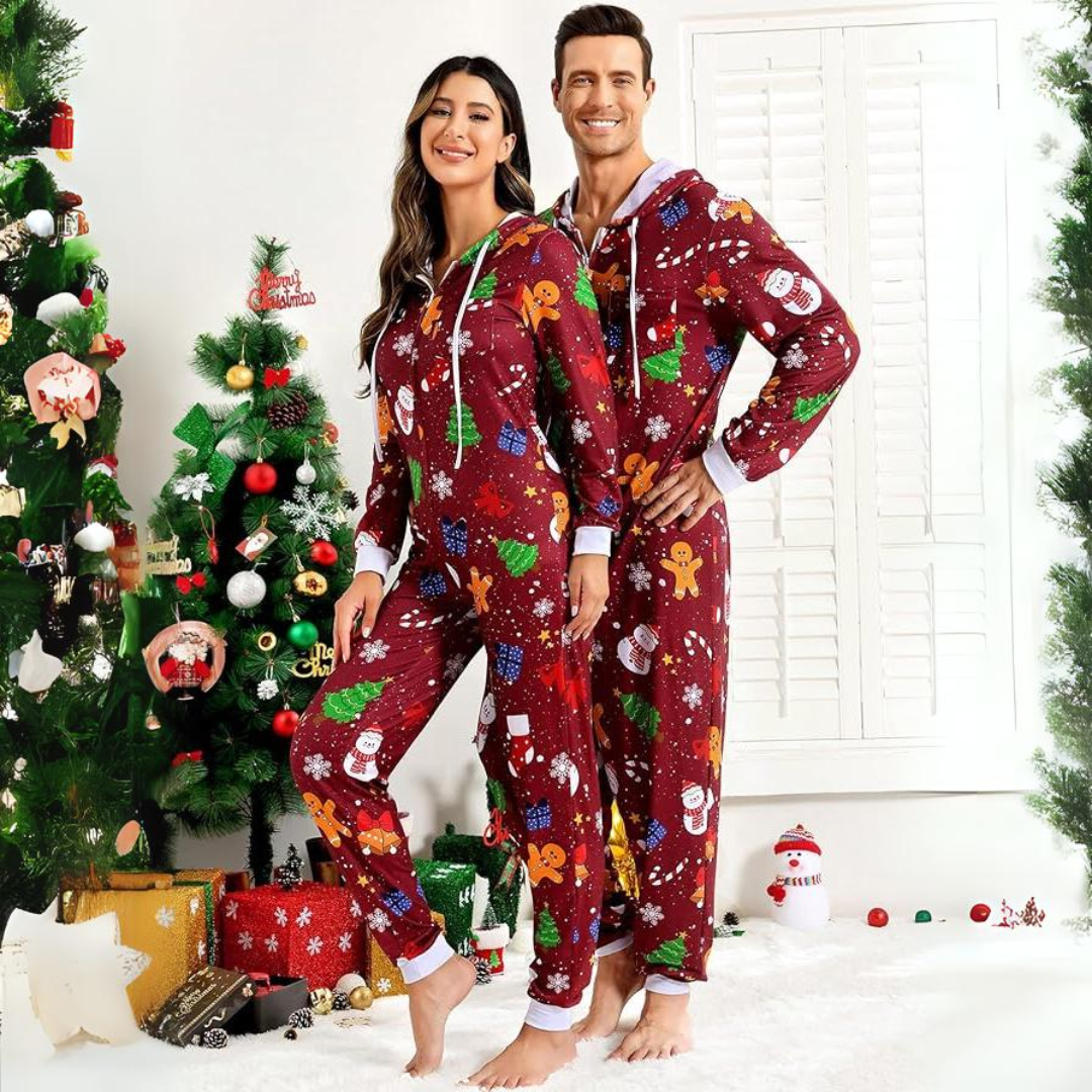Koppel kerst matching onesie pyjama's