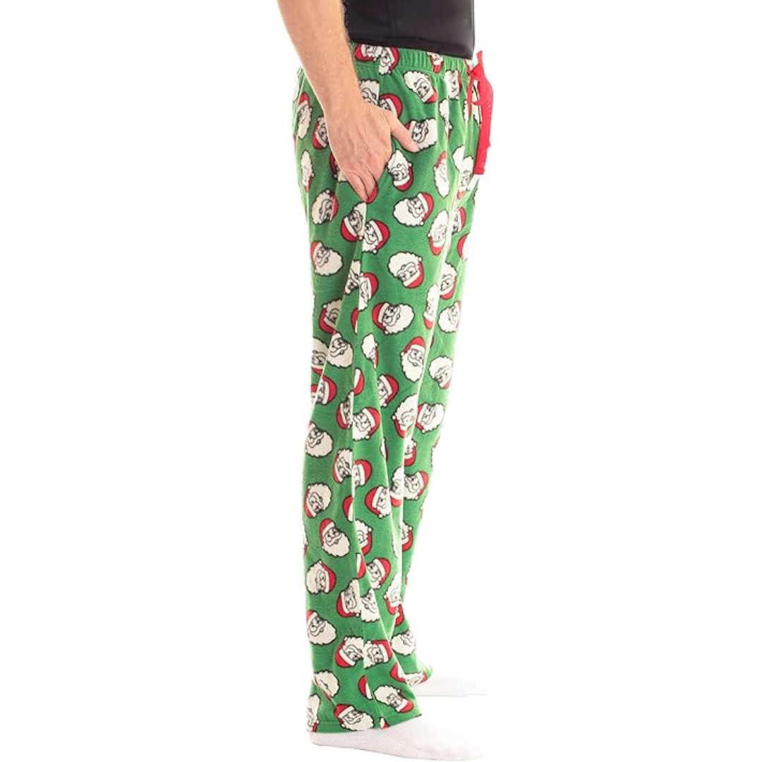 Heren microfleece pyjamabroek met kerstprint