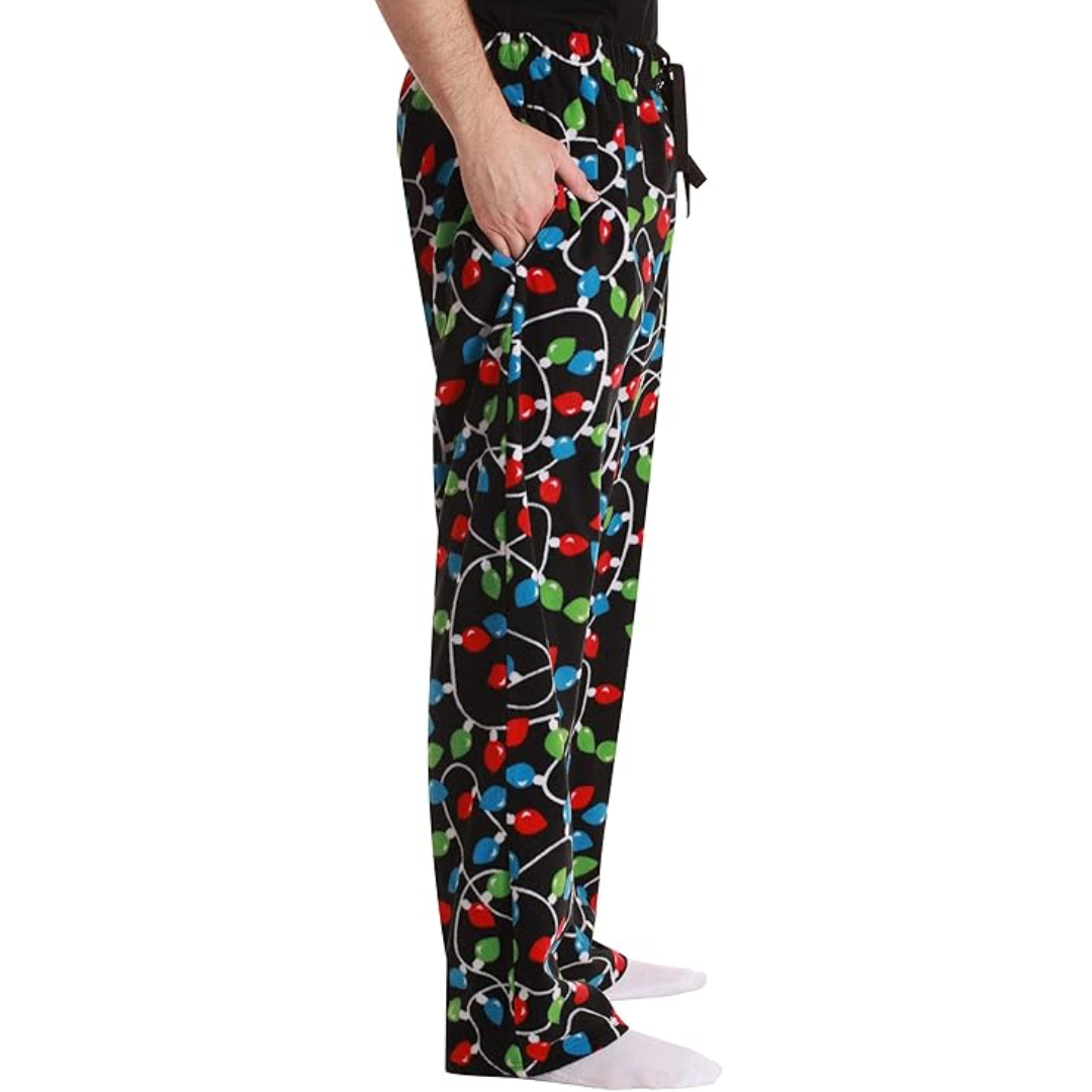 Heren microfleece pyjamabroek met kerstprint