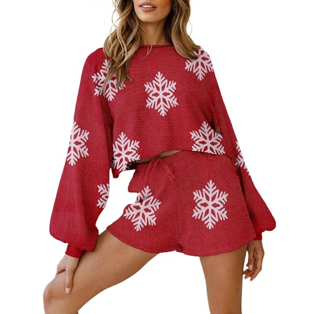 Casual kerst gebreide pyjama
