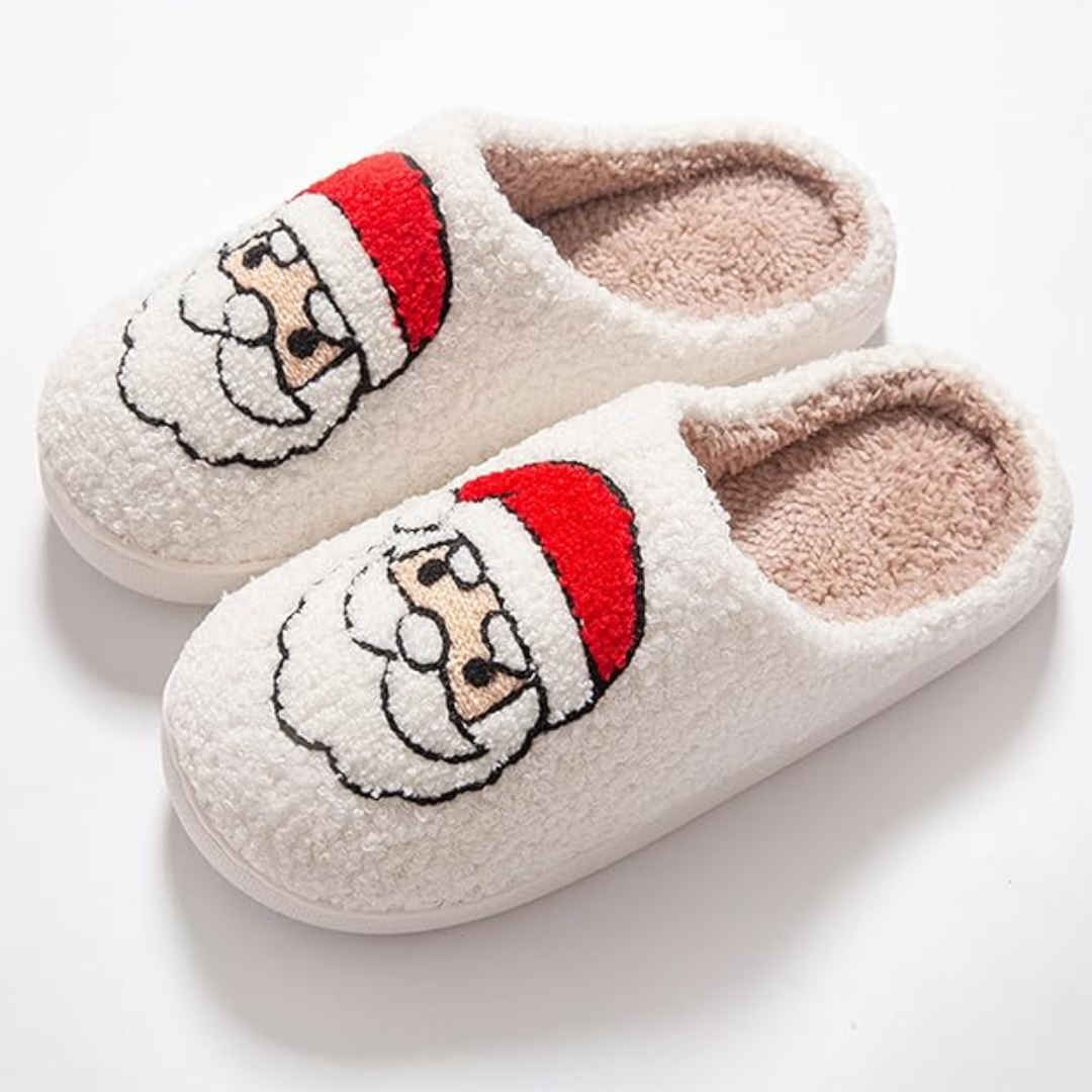 Warme retro pluche kerstpantoffels