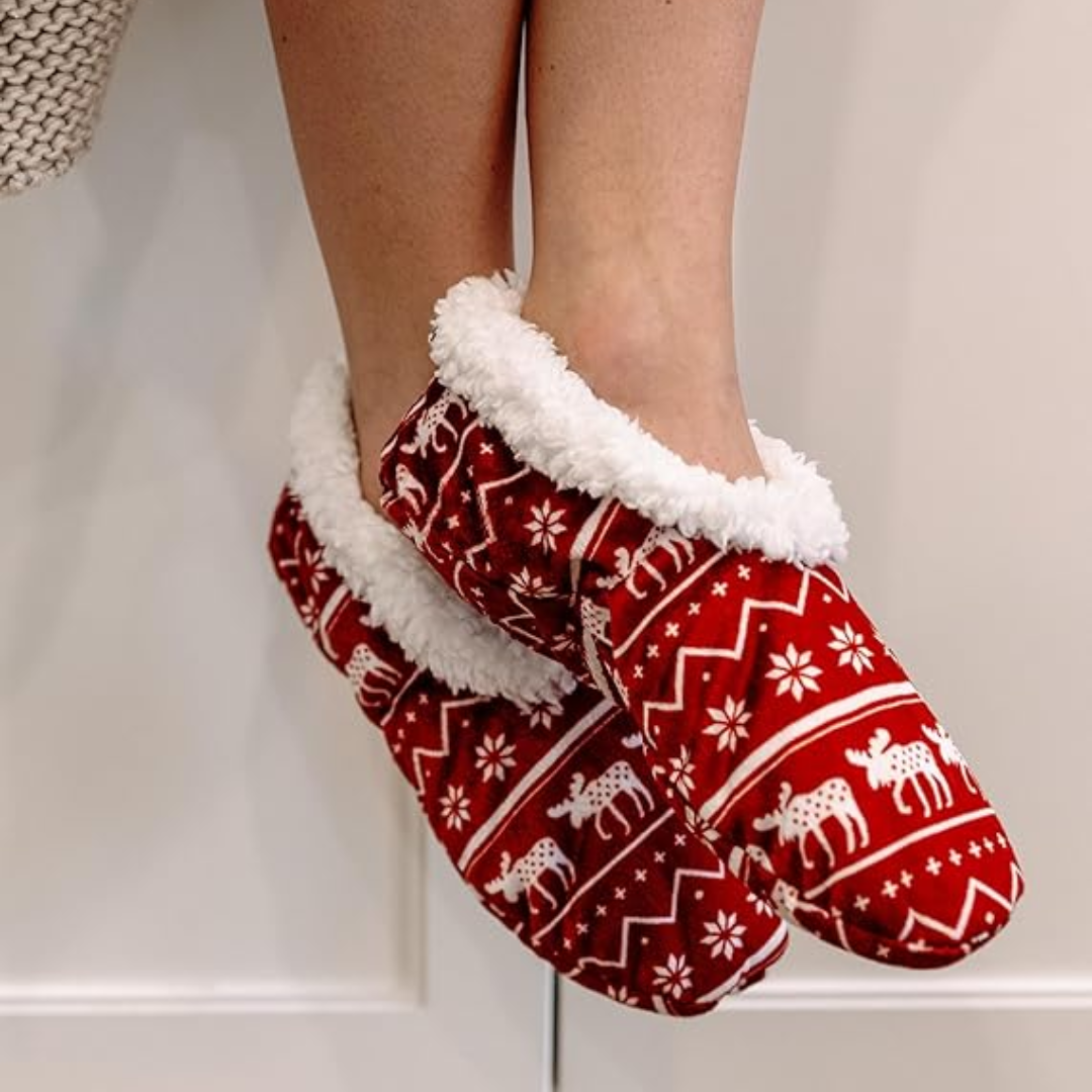 Dames fleece kerst slof sokken