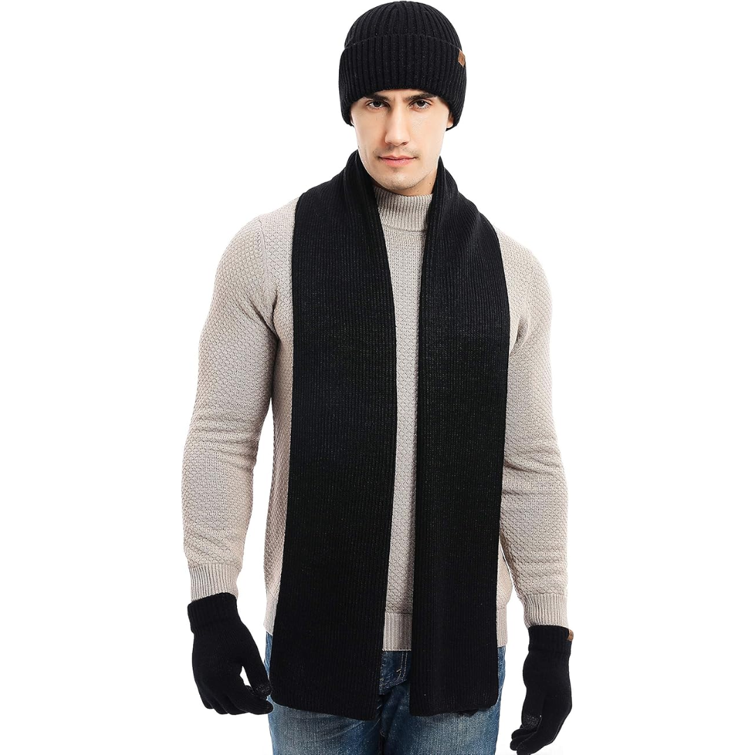 Heren winter beanie & handschoenen set