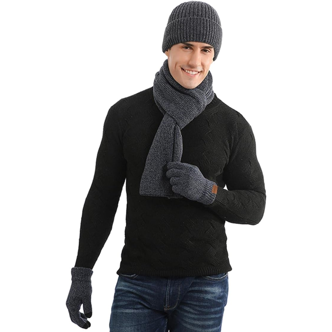 Heren winter beanie & handschoenen set
