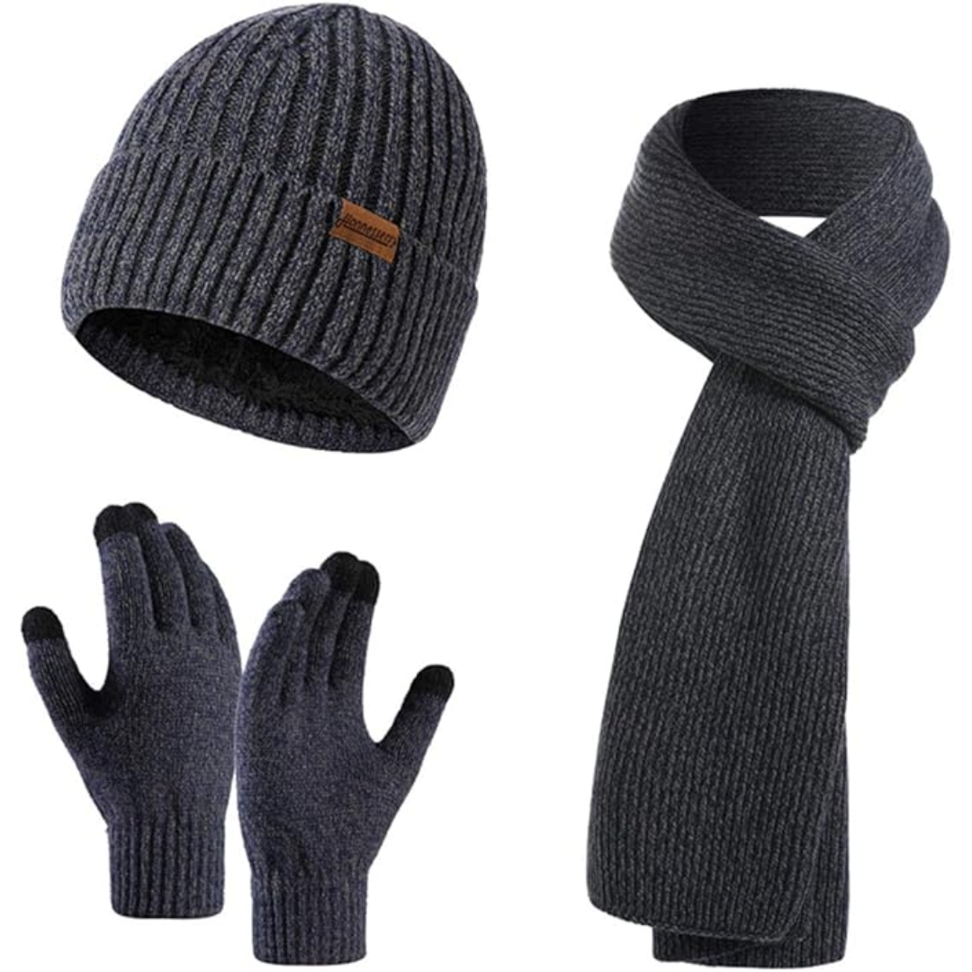Heren winter beanie & handschoenen set