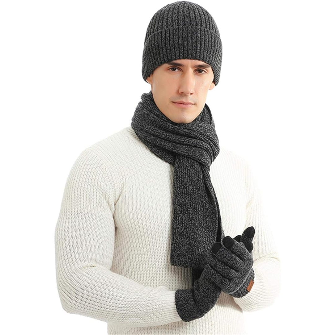Heren winter beanie & handschoenen set