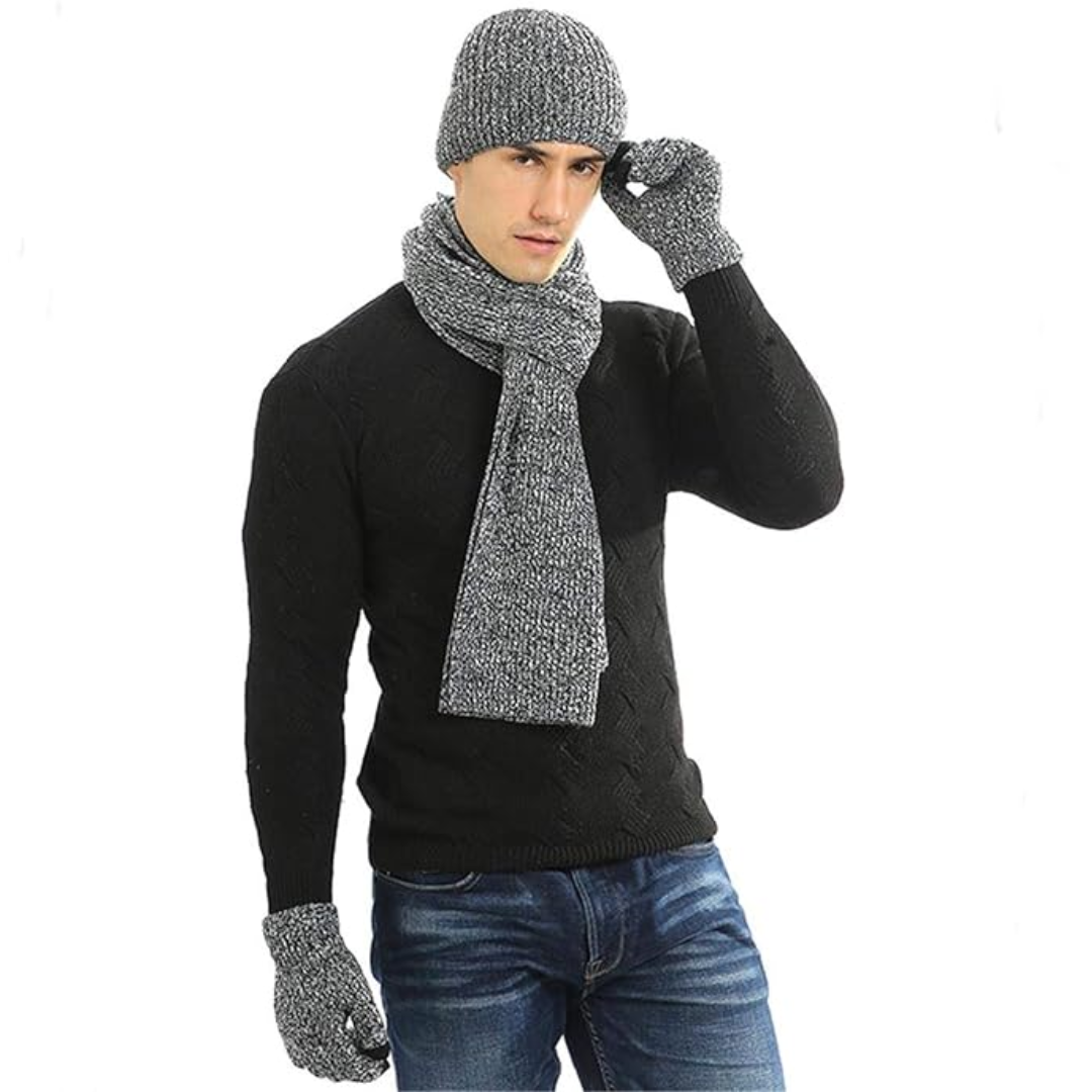 Heren winter beanie & handschoenen set
