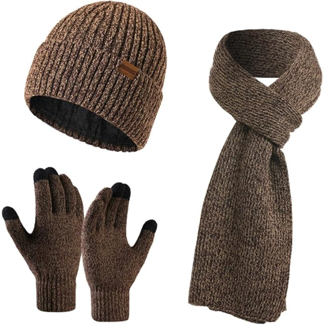 Heren winter beanie & handschoenen set