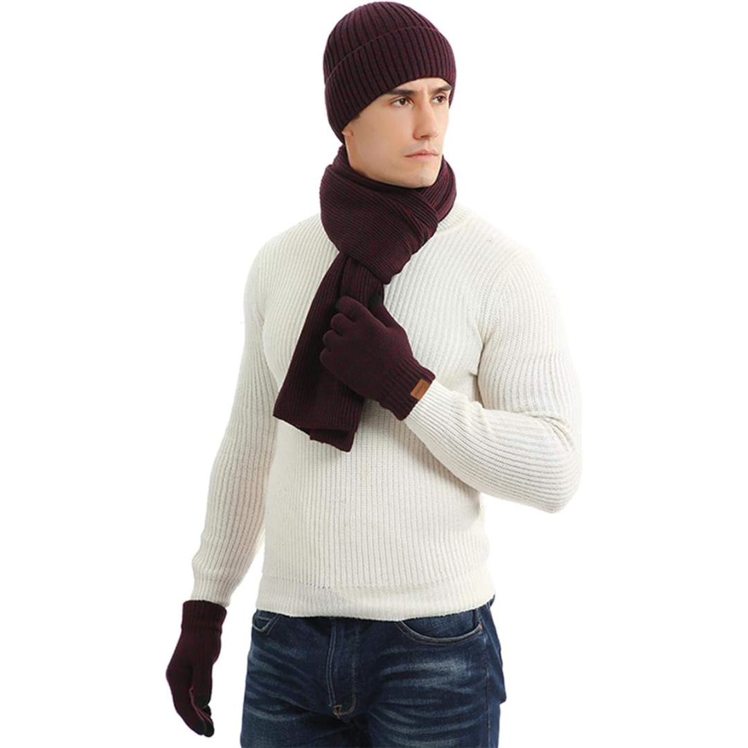 Heren winter beanie & handschoenen set