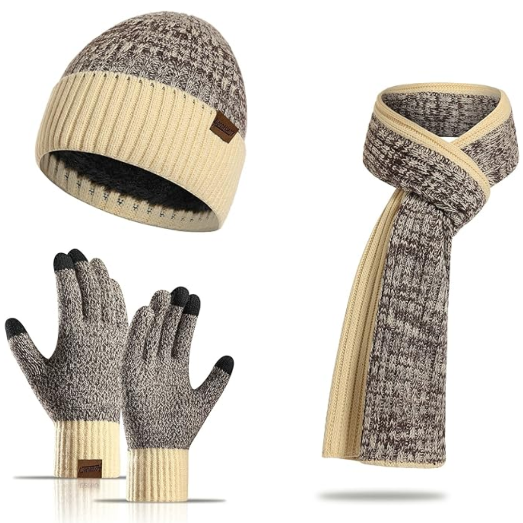 Heren winter beanie & handschoenen set