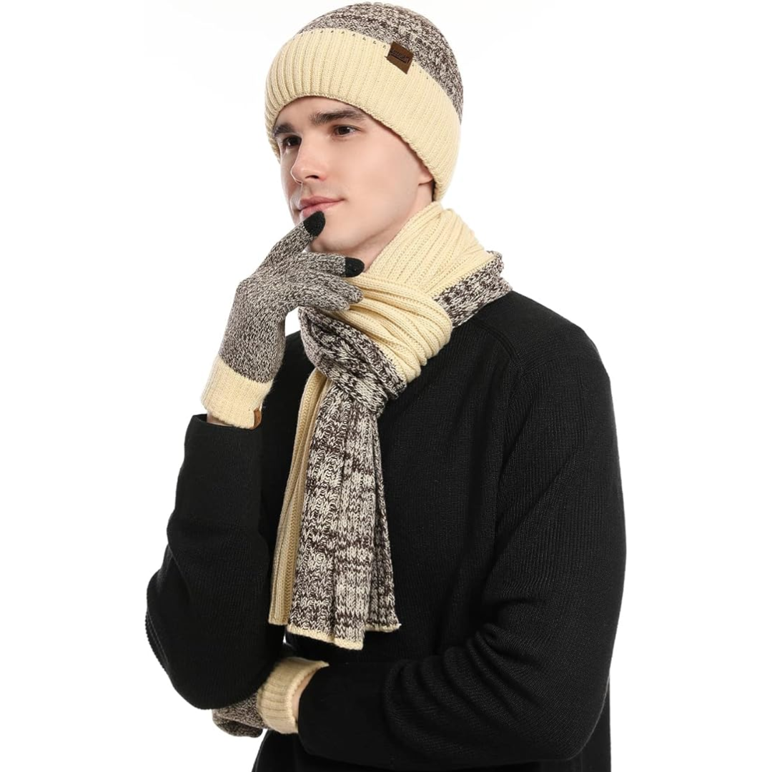 Heren winter beanie & handschoenen set