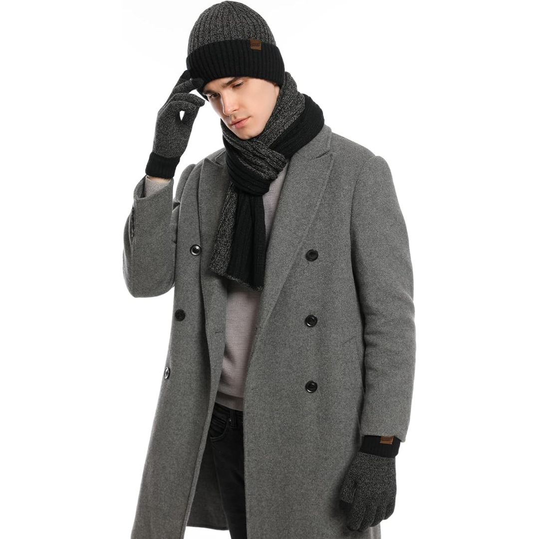 Heren winter beanie & handschoenen set