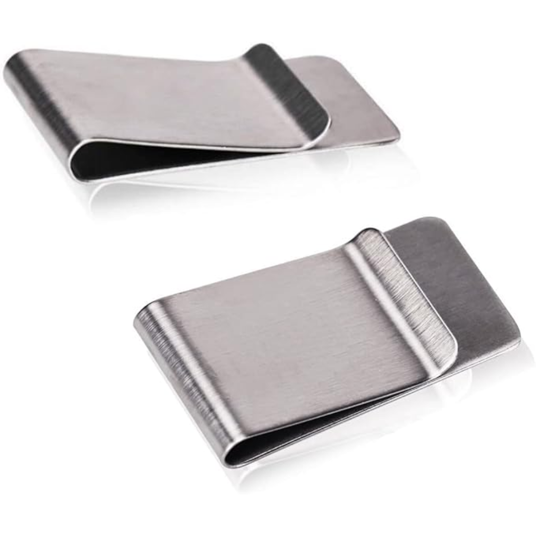 Slanke RVS kaartenhouder & geldclip set van 2