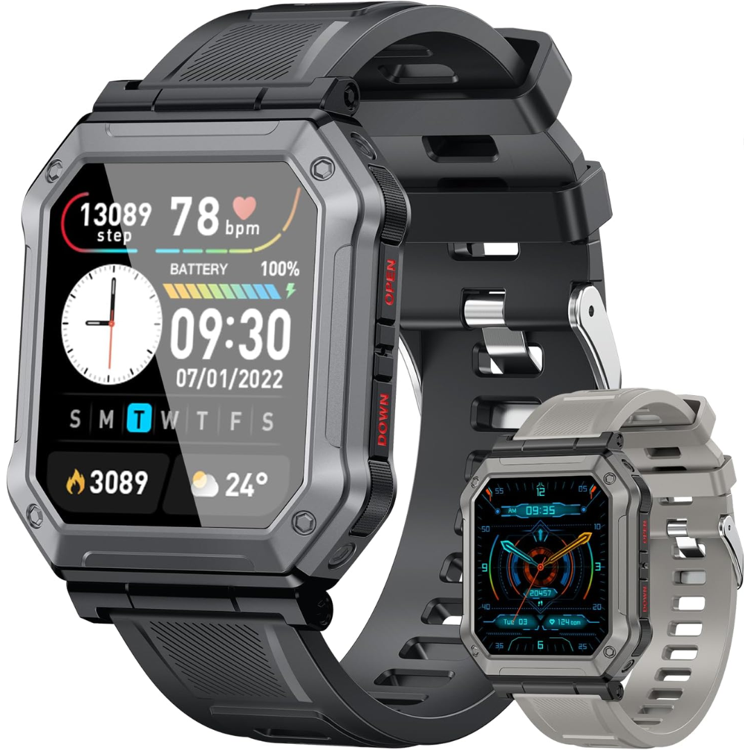 Militaire smartwatch voor mannen met fitness tracker