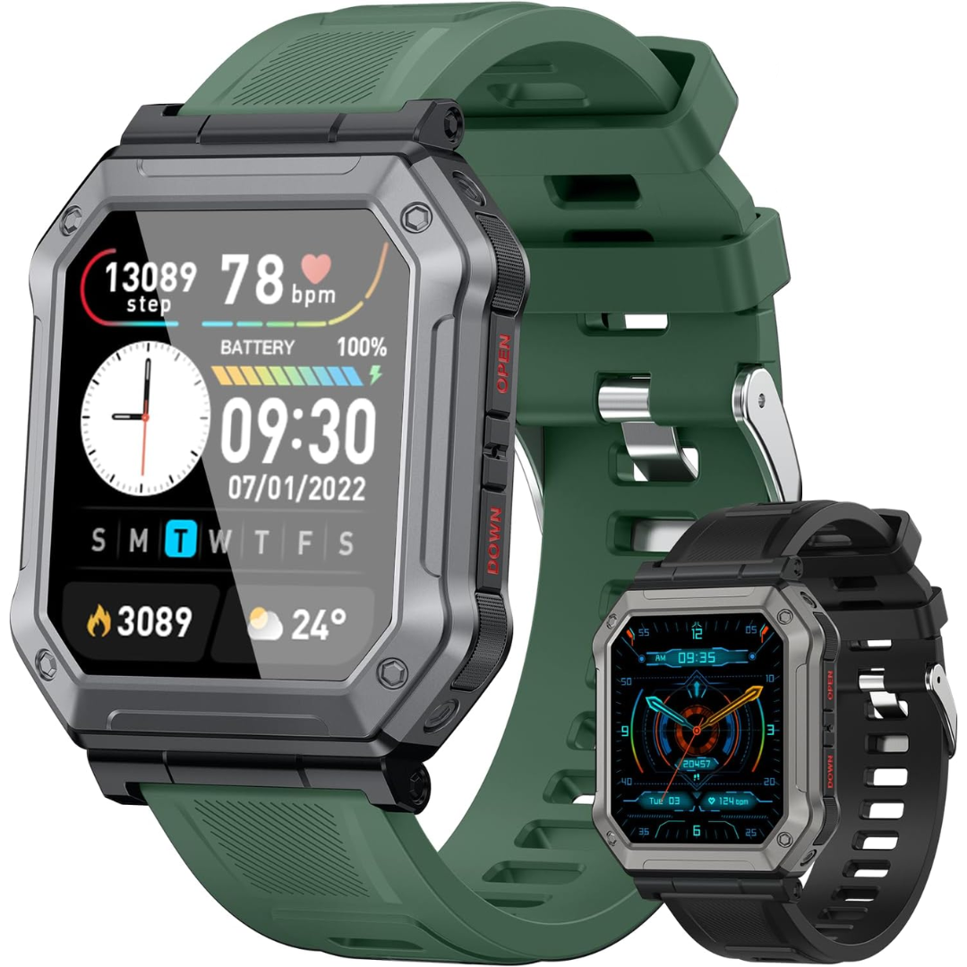 Militaire smartwatch voor mannen met fitness tracker