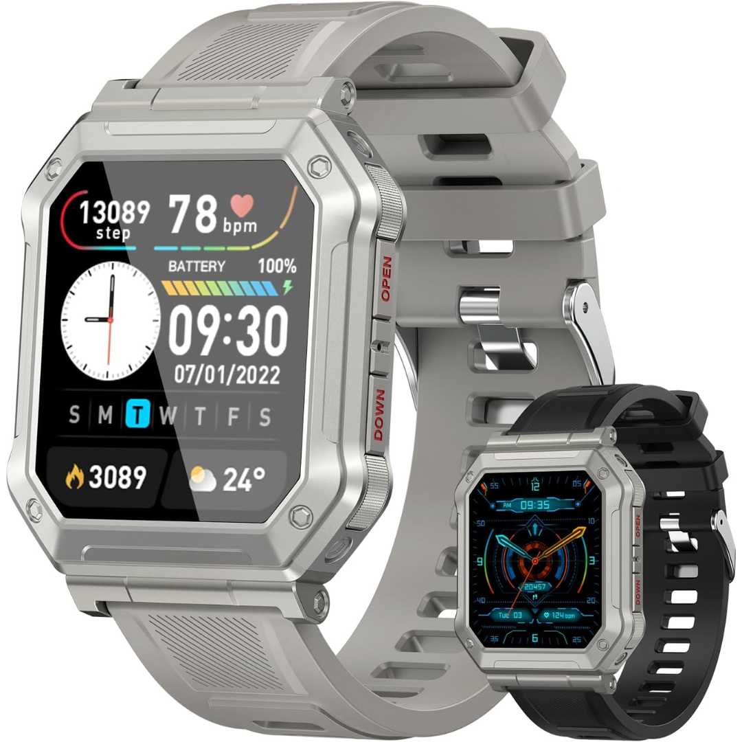 Militaire smartwatch voor mannen met fitness tracker