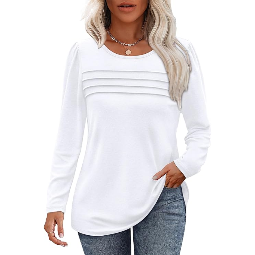 Plissé lange mouwen tuniek top