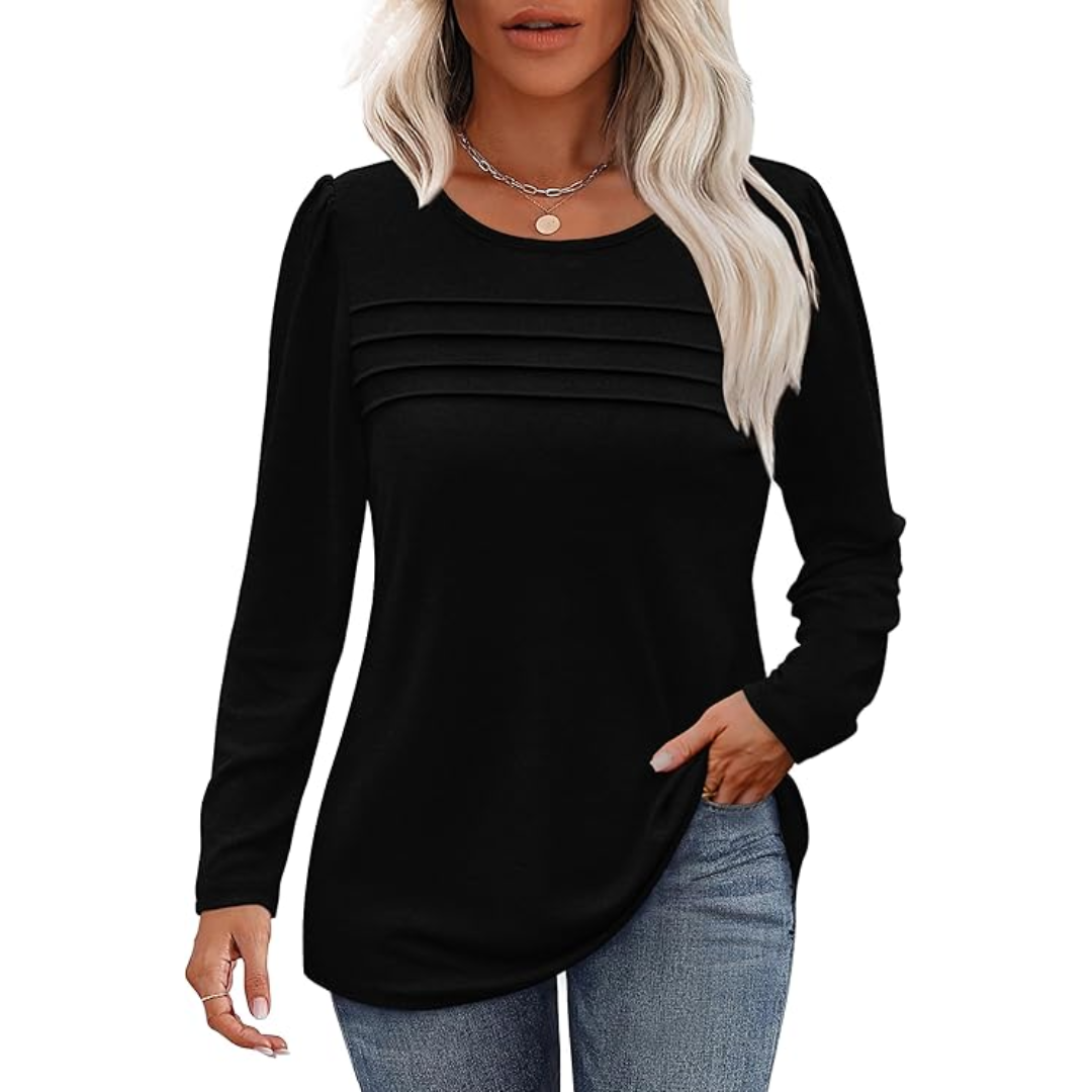 Plissé lange mouwen tuniek top