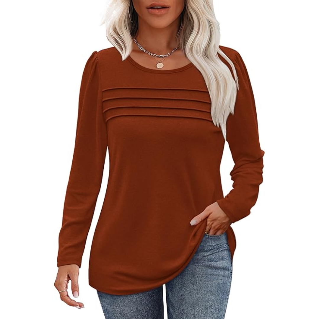 Plissé lange mouwen tuniek top
