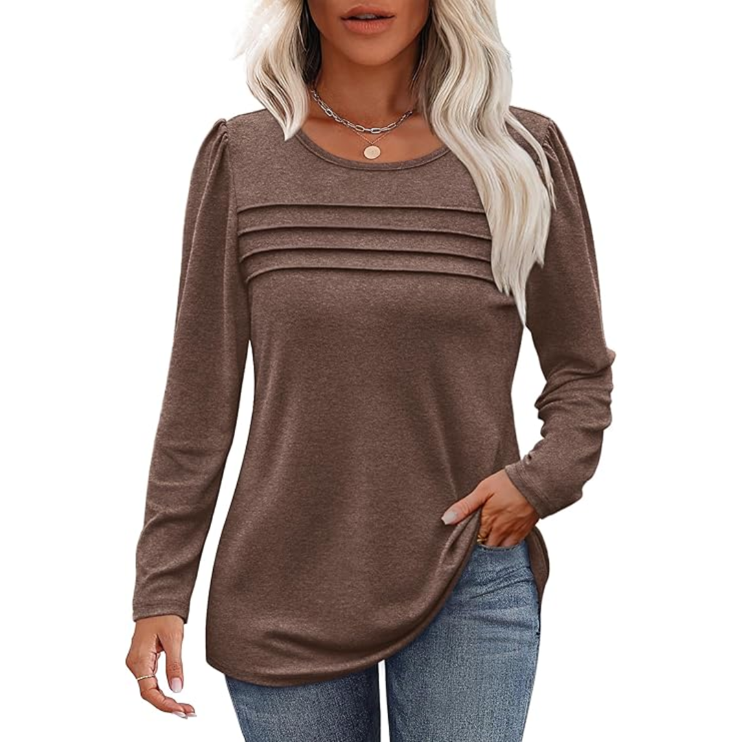 Plissé lange mouwen tuniek top