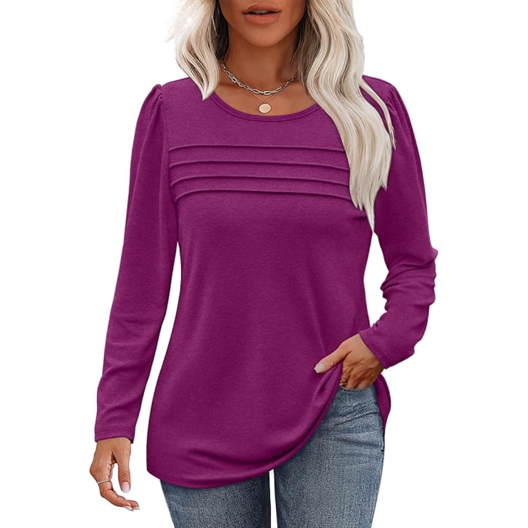Plissé lange mouwen tuniek top