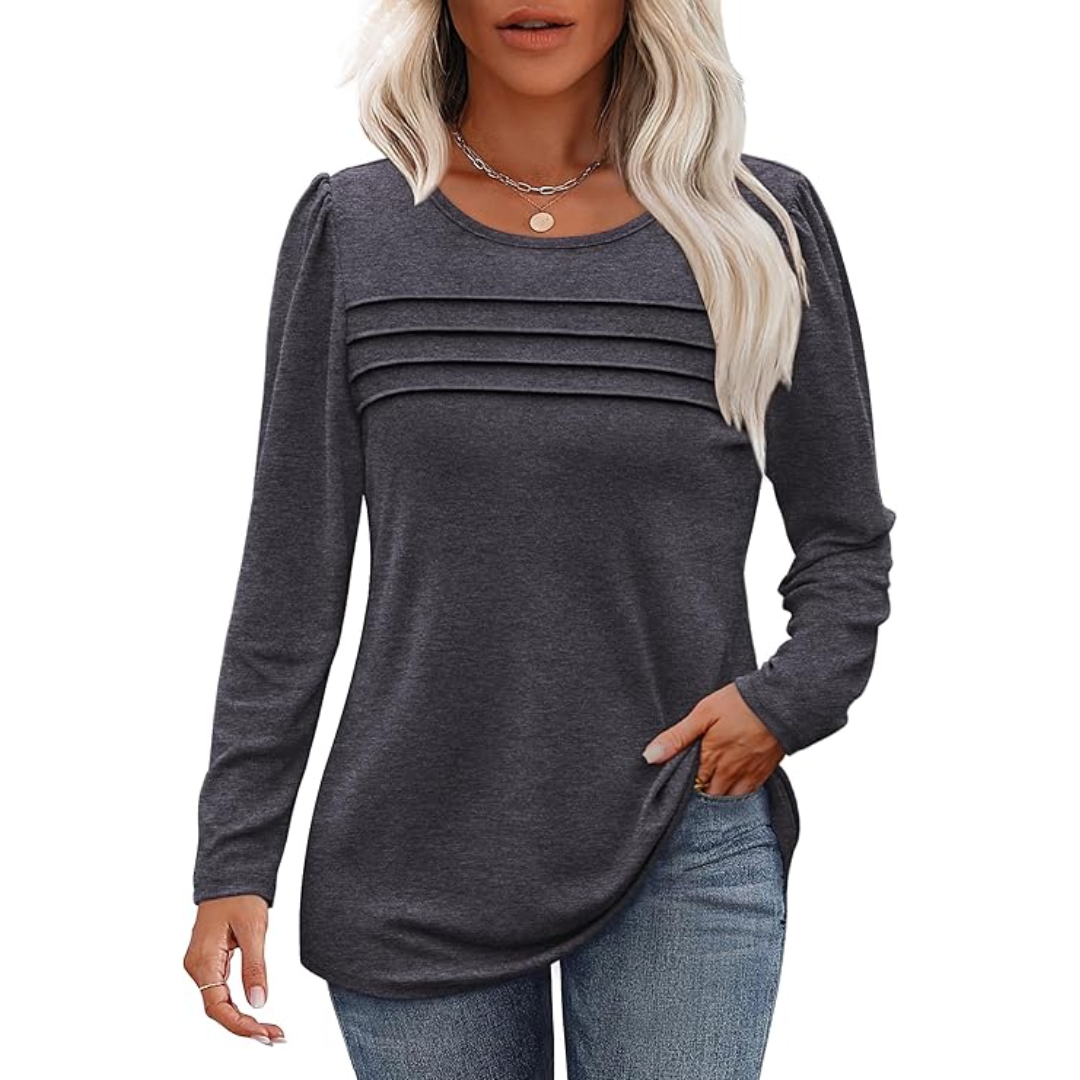 Plissé lange mouwen tuniek top