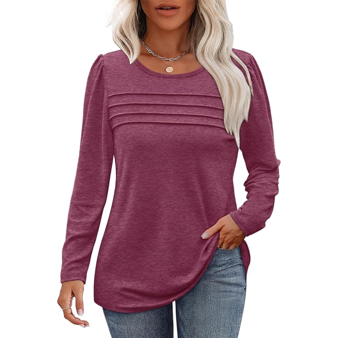 Plissé lange mouwen tuniek top
