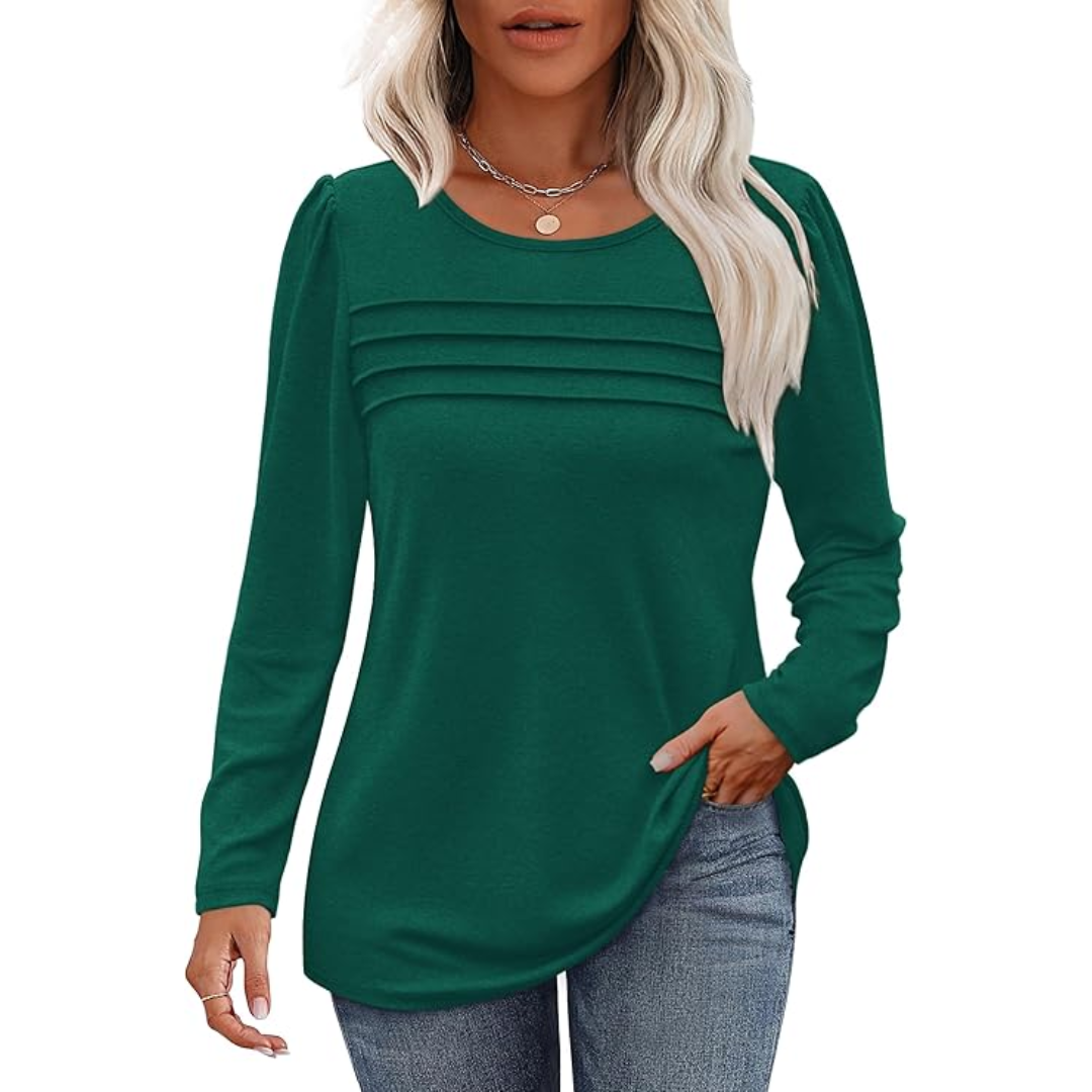 Plissé lange mouwen tuniek top