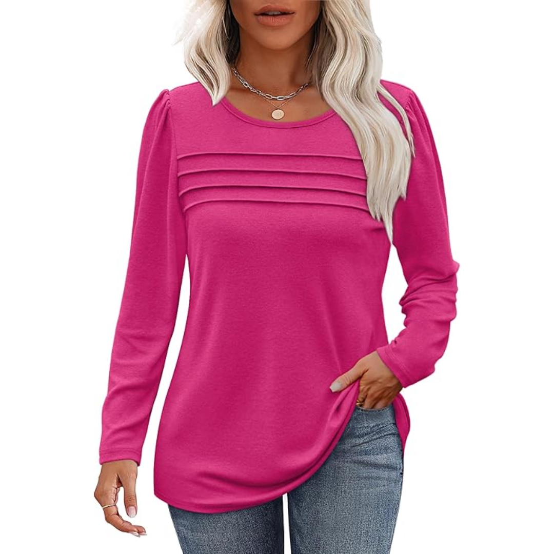 Plissé lange mouwen tuniek top