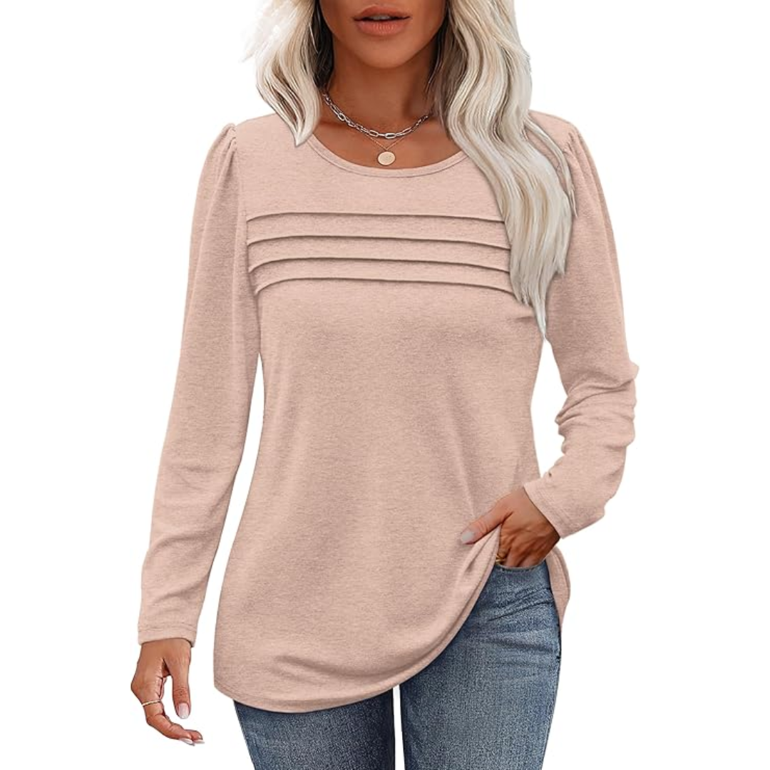 Plissé lange mouwen tuniek top