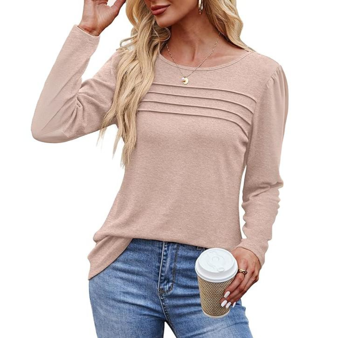 Plissé lange mouwen tuniek top