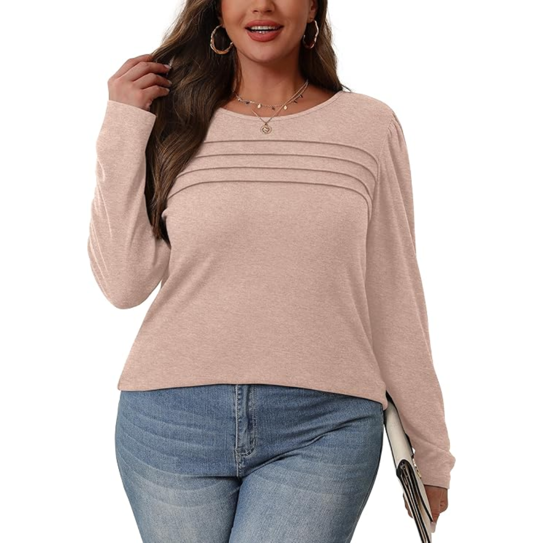 Plissé lange mouwen tuniek top