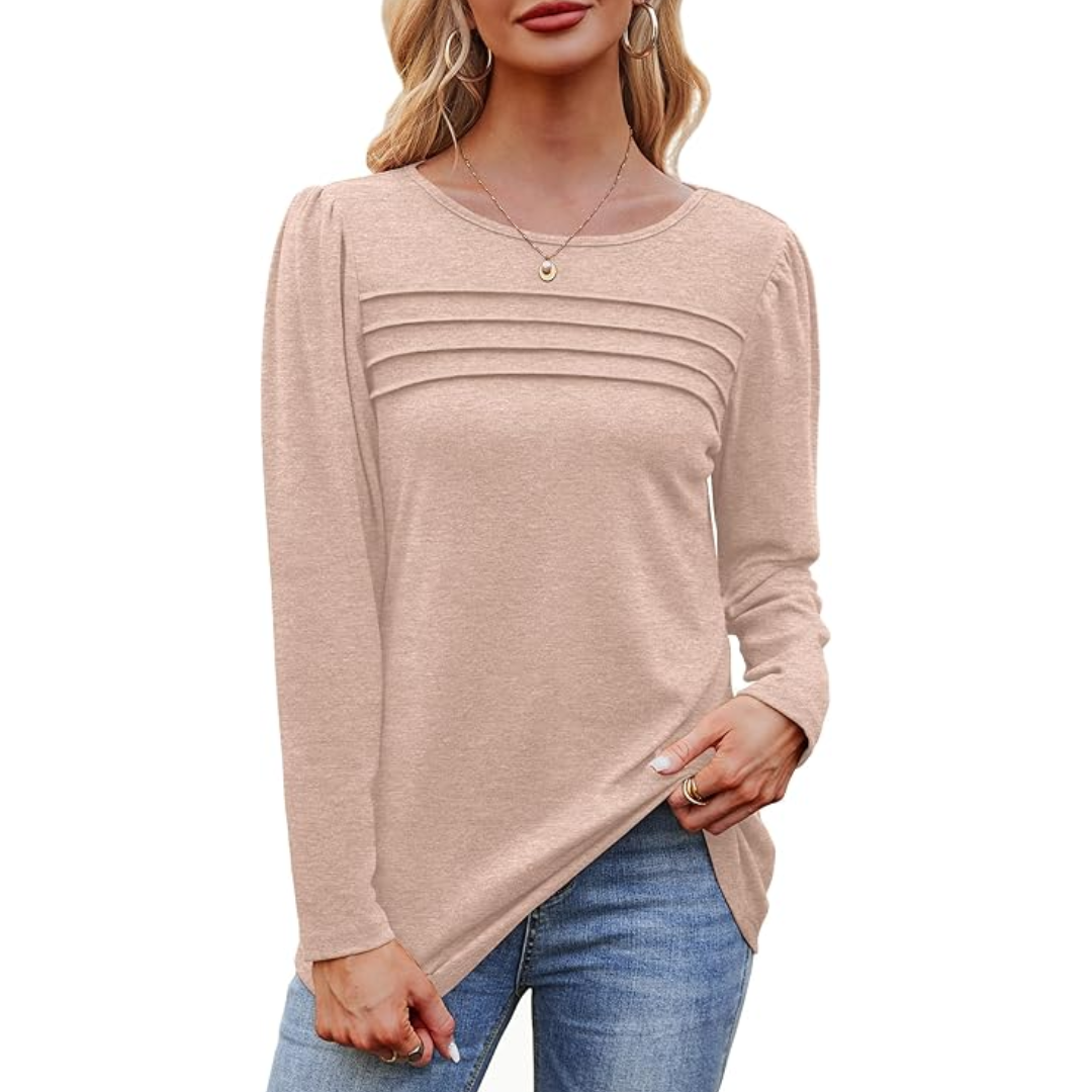 Plissé lange mouwen tuniek top