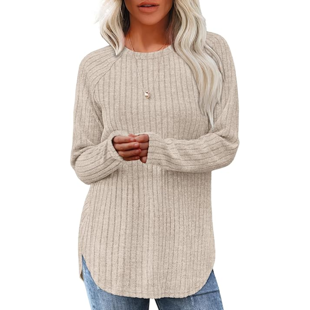 Loose fit crew neck sweater tunic