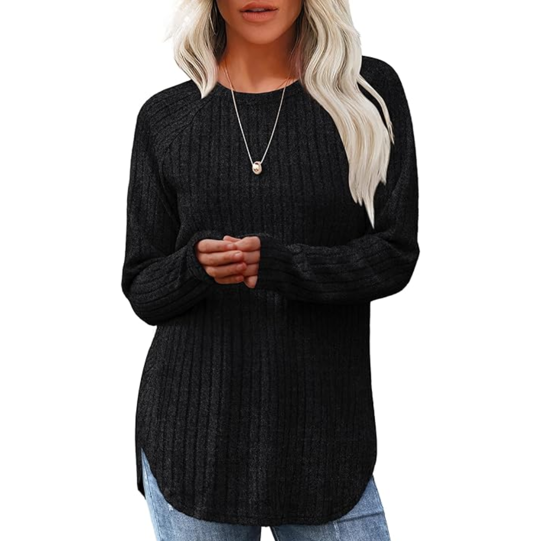 Loose fit crew neck sweater tunic